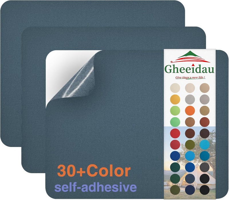 Gheeidau Canvas Repair Patch 9×11 Inch 3Pcs Waterproof Self-Adhesive Fabric Repair Patch for Tents,Boat Cover,Pop Up Canopy,Patio,Bags,Car Seats,Sofas,Furniture Cover(Denim Blue) - Image 1
